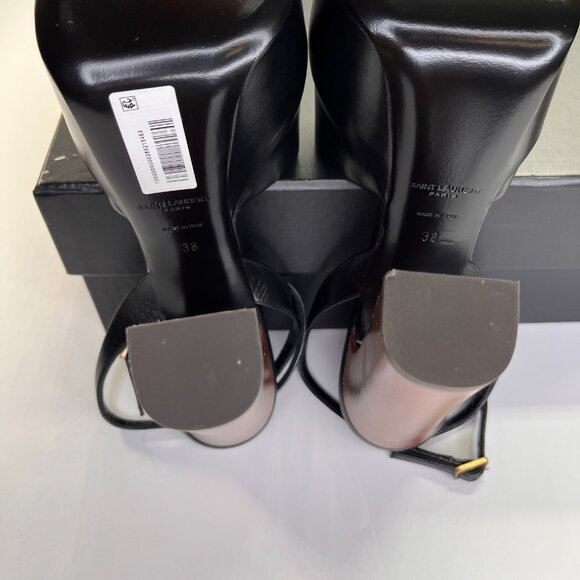 Saint Laurent Jodie Size 8B Calf Leather Ankle-Strap Platform Sandals Nero Color - Picture 14 of 16